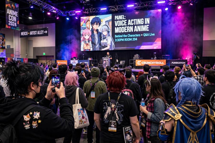 Fans celebrating the best anime series of all time at a convention
