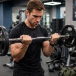 Best Arm Exercises: 12 Moves for Bigger, Stronger Arms Man performing barbell bicep curls as one of the best arm exercises