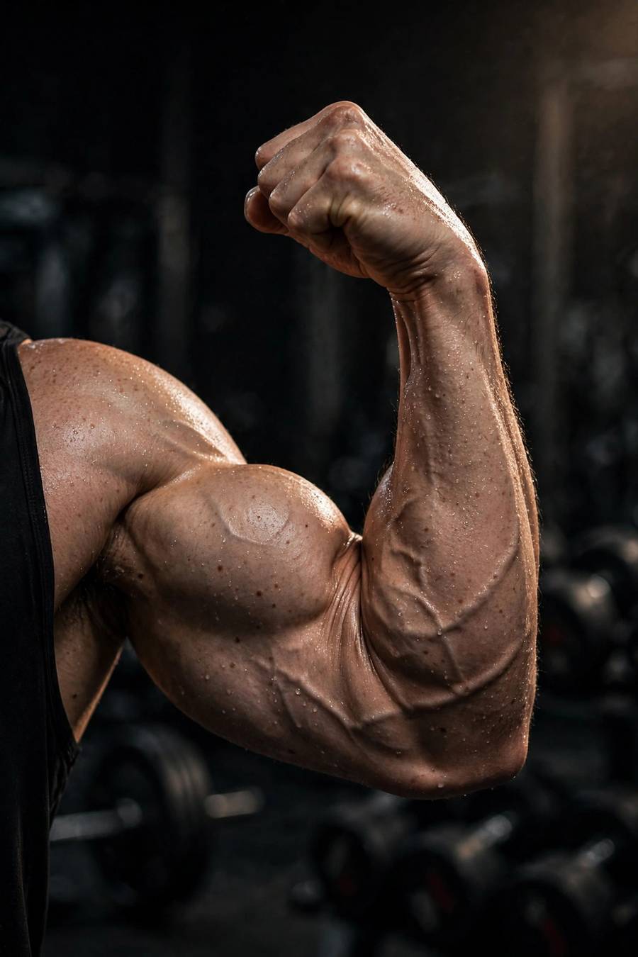 Well-developed biceps and triceps built with the best arm exercises