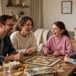 Best Board Games for Family Game Night (By Age Group) Family playing board games together around a living room table laughing