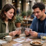 Best Card Games for Two Players: 15 Games Worth Your Evening Two friends playing cards at a cafe table