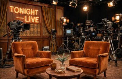 Classic talk show set where the best celebrity interviews take place