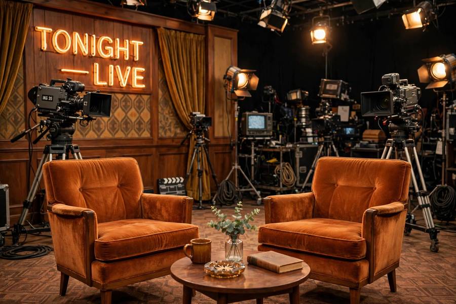 Classic talk show set where the best celebrity interviews take place