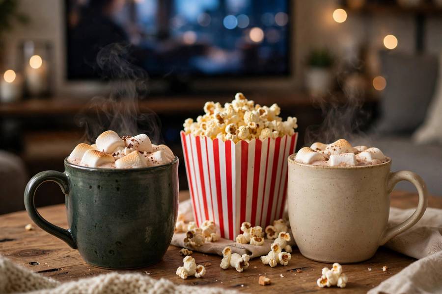 Cozy setup for watching the best Christmas movies