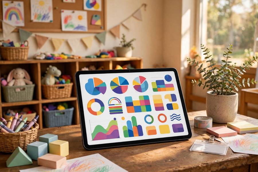 Tablet with daycare dashboard showing best daycare management software in use