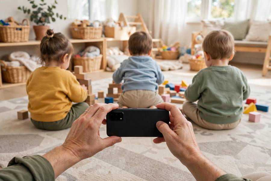 Teacher sharing daily updates with parents using the best daycare management software
