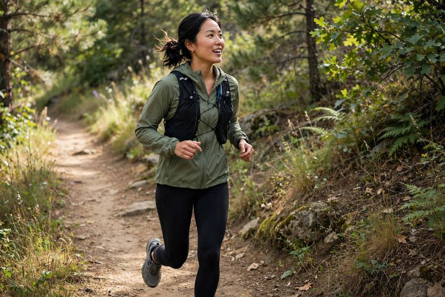Runner on trail at easy conversational pace
