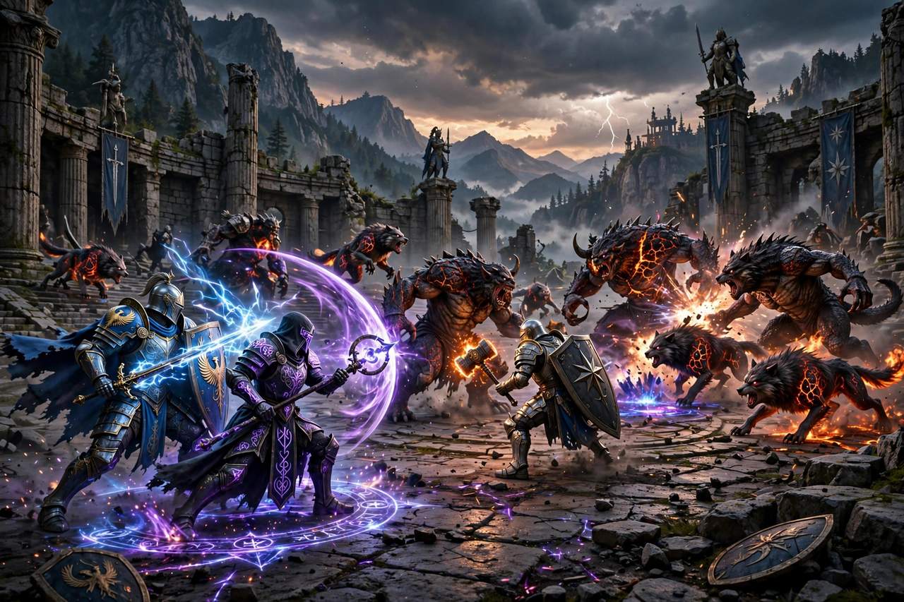 Epic battle scene from a free-to-play online PC game