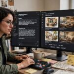 Best Generative AI Courses Online: Learn the Tech Behind the Boom A creative professional using generative AI tools on a dual-monitor setup
