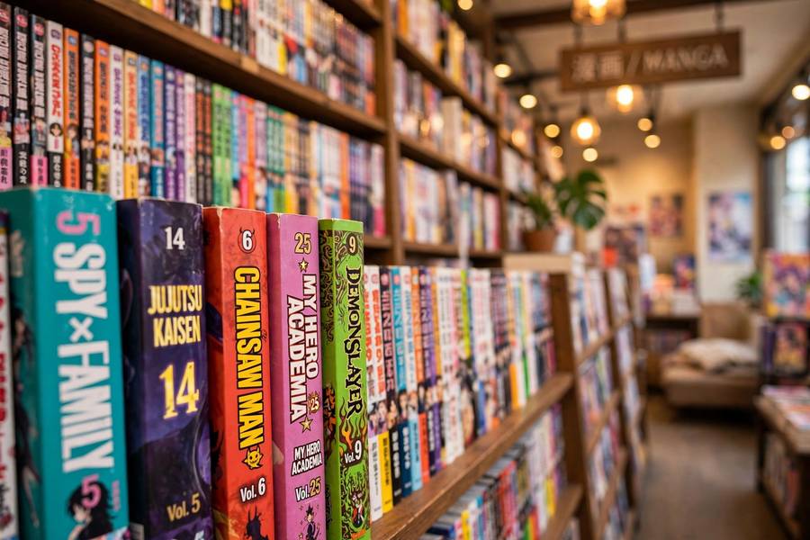 Manga aisle where beginners find the best manga for beginners