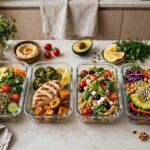 Best Meal Prep Containers: What Actually Works (Tested in a Real Kitchen) Glass meal prep containers with healthy lunches arranged on counter