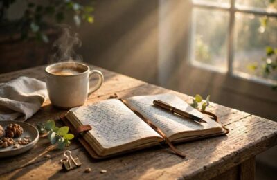 Peaceful morning setup for the best morning routine for success