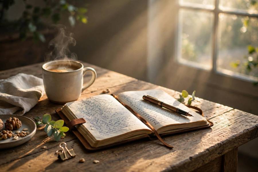 Peaceful morning setup for the best morning routine for success