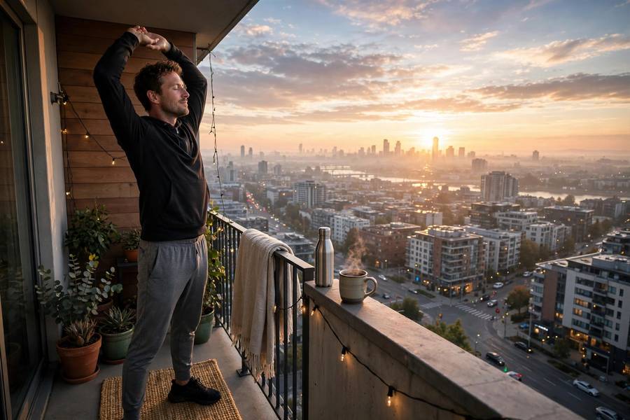 Morning stretches as part of the best morning routine for success