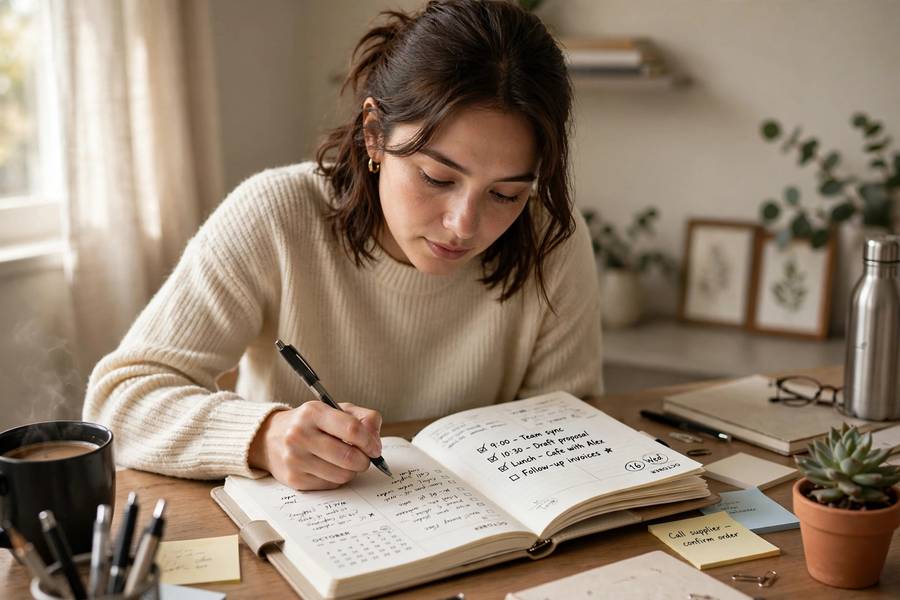 Planning the day in the best morning routine for success