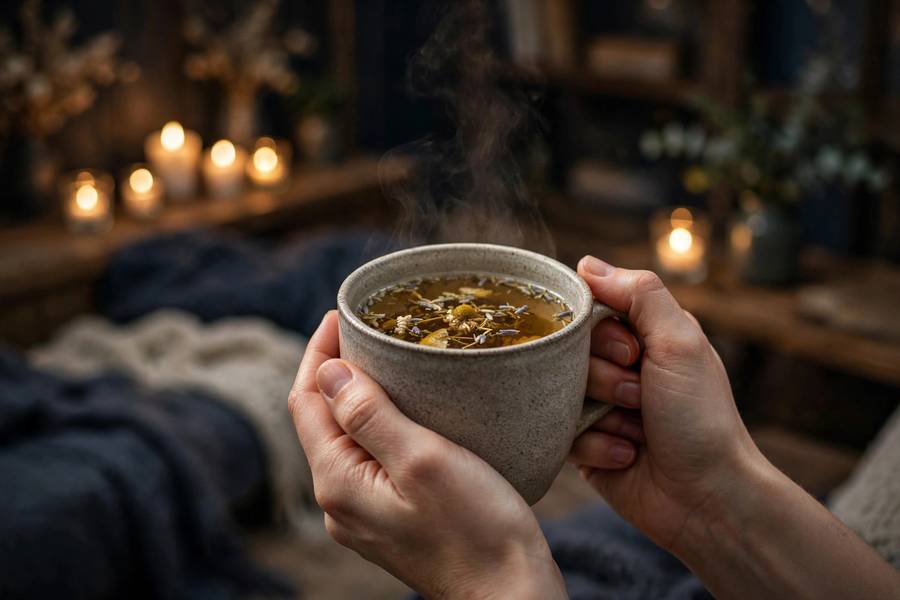 Herbal tea as part of the best night routine wind-down