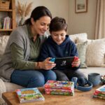 Best Nintendo Switch Games for Kids: 14 Family Favorites Child playing Nintendo Switch with a parent on a couch, family gaming time