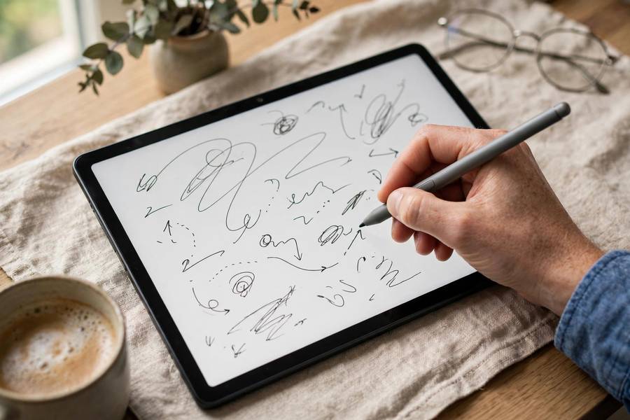 Android tablet with stylus for handwritten notes
