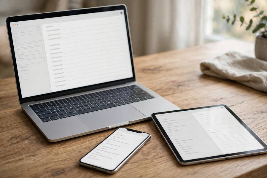 MacBook with synced notes across Apple devices