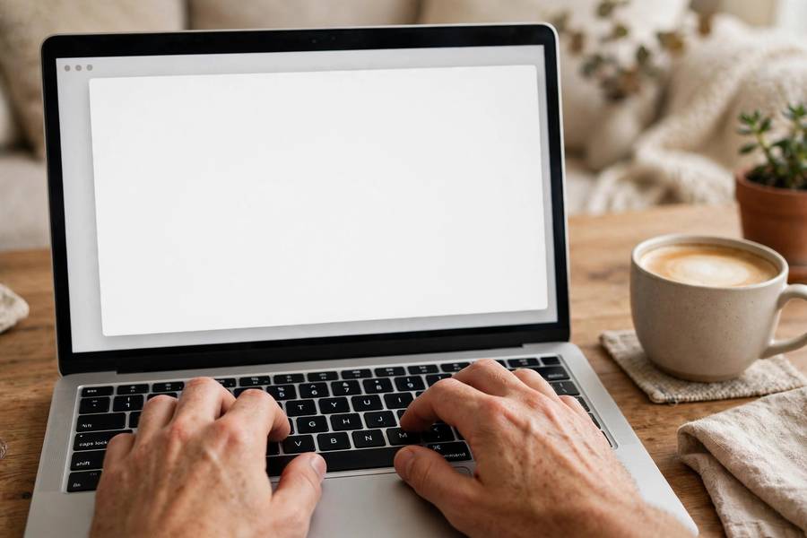 Writing in a distraction-free app on a MacBook