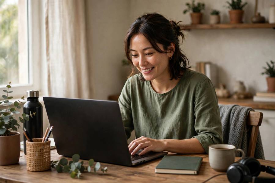 Freelancer working successfully from home office