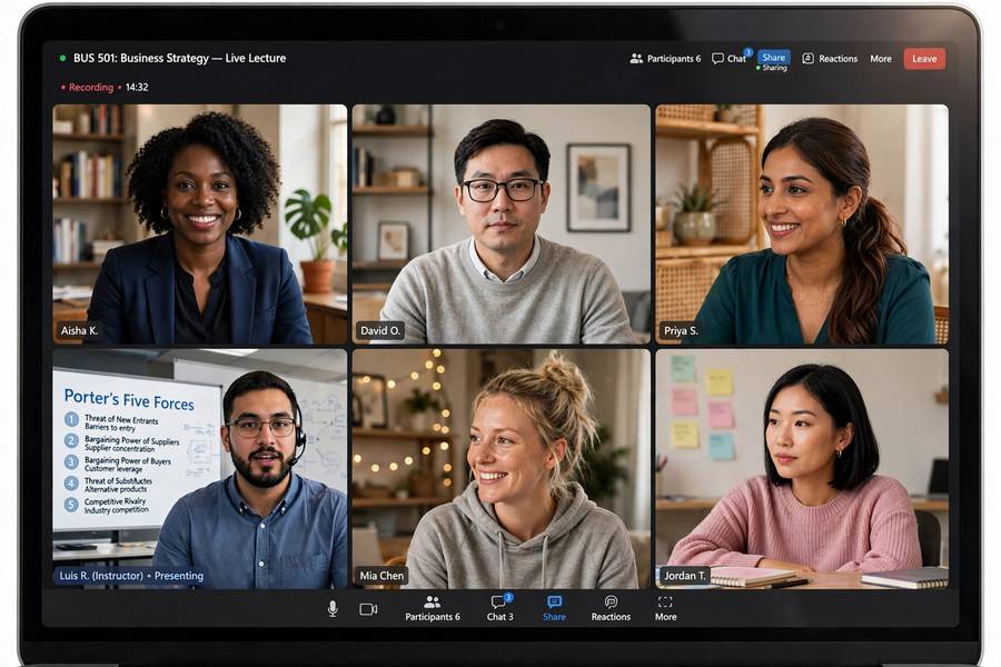 Virtual classroom session in the best online MBA programs