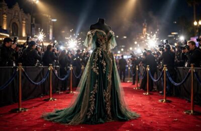 Red carpet scene celebrating the best Oscars red carpet dresses of all time