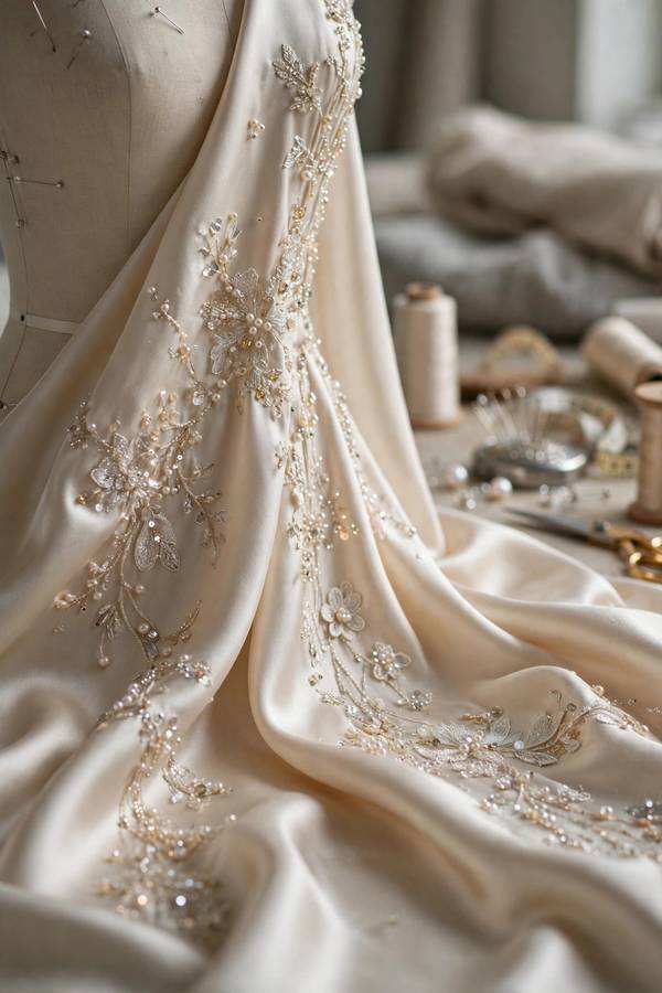 Couture evening gown detail worthy of the best Oscars red carpet dresses list