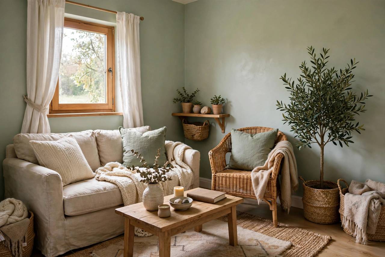 Small bedroom painted in soft white making it feel spacious