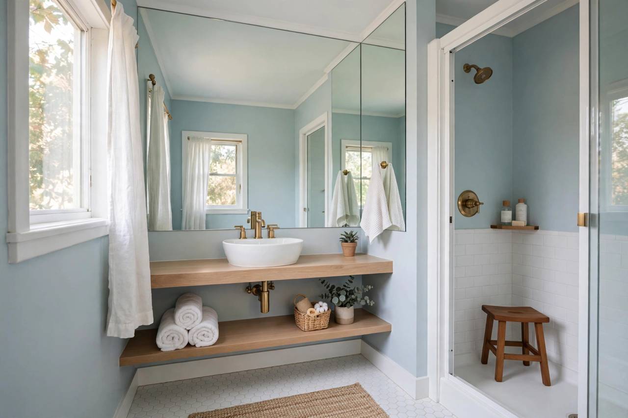 Paint color swatches fanned out for small room selection