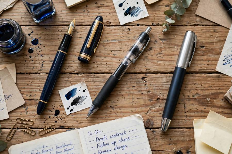 Assortment of quality pens for handwriting