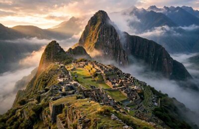 Machu Picchu at sunrise, one of the best places to travel in the world