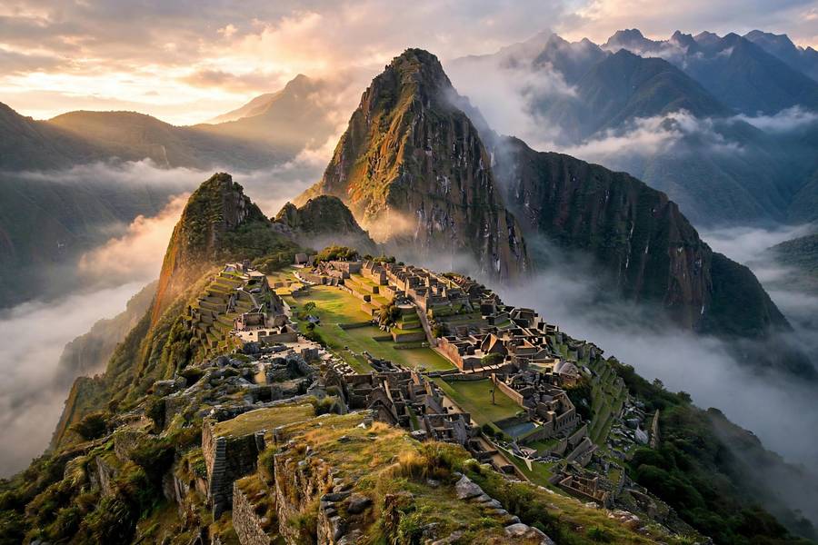 Machu Picchu at sunrise, one of the best places to travel in the world