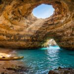 Benagil sea cave in Algarve Portugal with turquoise water