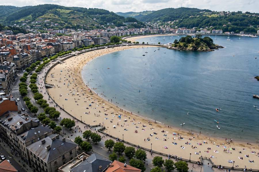 San Sebastian La Concha beach aerial view Basque Spain