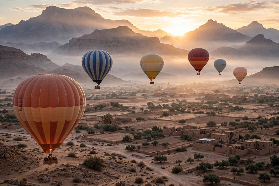 Hot air balloons over Morocco at sunrise — October brings ideal weather to North Africa