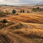 Tuscany Val dOrcia rolling hills in autumn golden colors