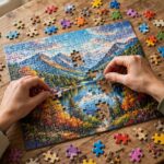 Best Puzzle Games for Adults: 15 Brain-Tickling Favorites Adult hands assembling a colorful 1000-piece jigsaw puzzle on a table