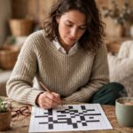 Best Puzzle Games for Adults: 15 Brain-Tickling Favorites Person solving a crossword puzzle with coffee in a cozy setting