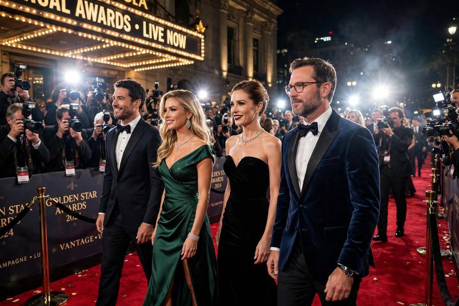 Stars arriving at a red carpet event showcasing the best red carpet looks