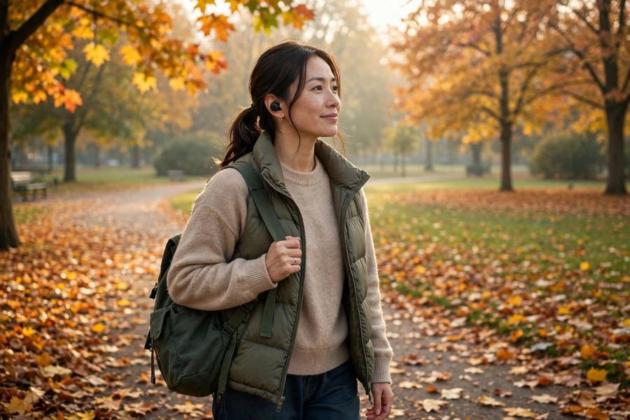 Person enjoying one of the best self improvement podcasts on a walk