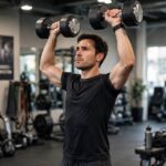 Best Shoulder Exercises: 10 Moves for Strong, Healthy Delts Man performing a standing dumbbell overhead press as one of the best shoulder exercises