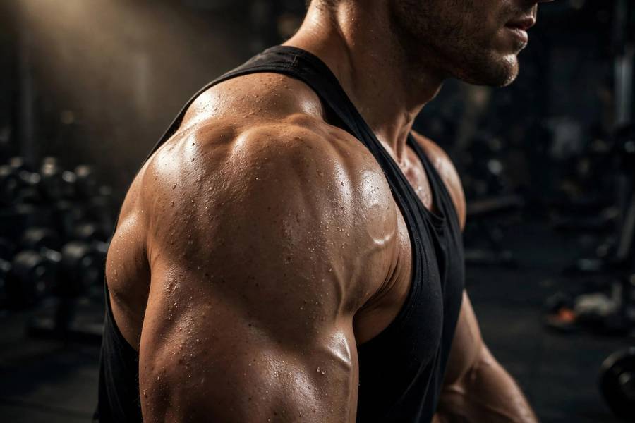Well-developed shoulder muscles built with the best shoulder exercises