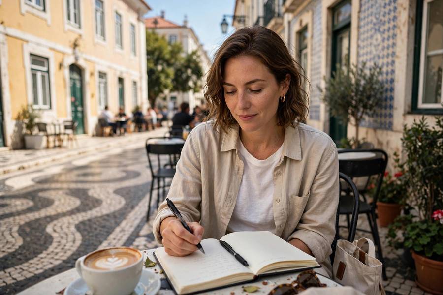 Solo café time in Lisbon — Portugal's capital is one of the best solo female travel destinations for first-timers