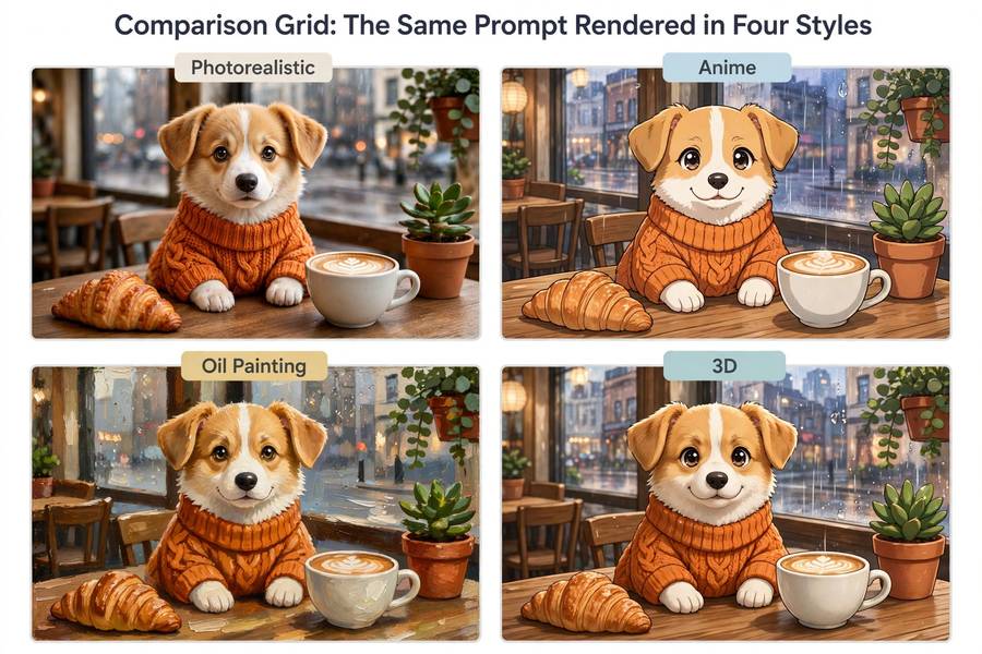 Comparison grid showing one prompt rendered by different Stable Diffusion checkpoints