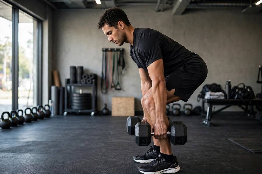 Athlete doing Romanian deadlift with correct hip hinge form