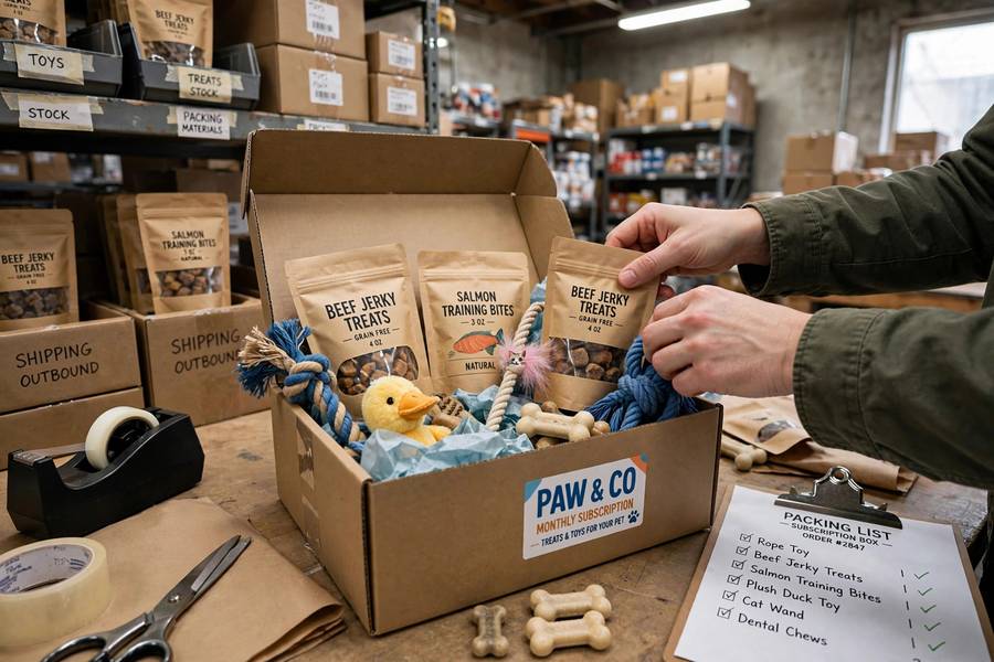 Packing a pet subscription box, the fulfillment side of best subscription box ideas