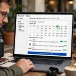Best Time to Book Flights: When to Buy for the Cheapest Fares Traveler booking flights online with laptop showing fare calendar and price comparison