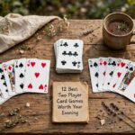 12 Best Two Player Card Games Worth Your Evening Two hands of playing cards dealt on a wooden table for a two player game