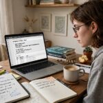 A beginner learning AI at a home desk setup